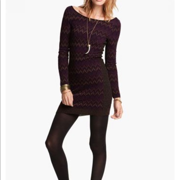 FREE PEOPLE - Mini Knit Zig Zag Sweater Bodycon Dress - Picture 4 of 10